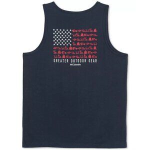 Columbia Mens Regular fit Sleeveless Graphic Tank Top Shirt Size S Blue Solid